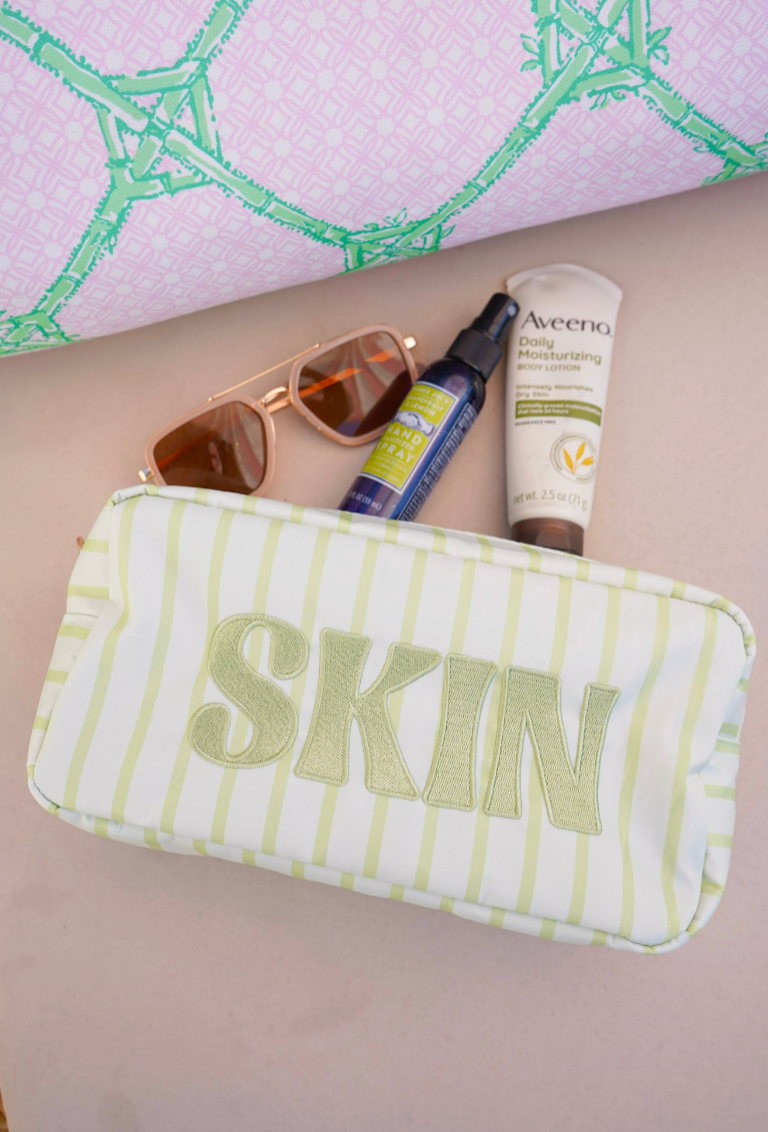 Striped Travel- Ready Cosmetic Bags