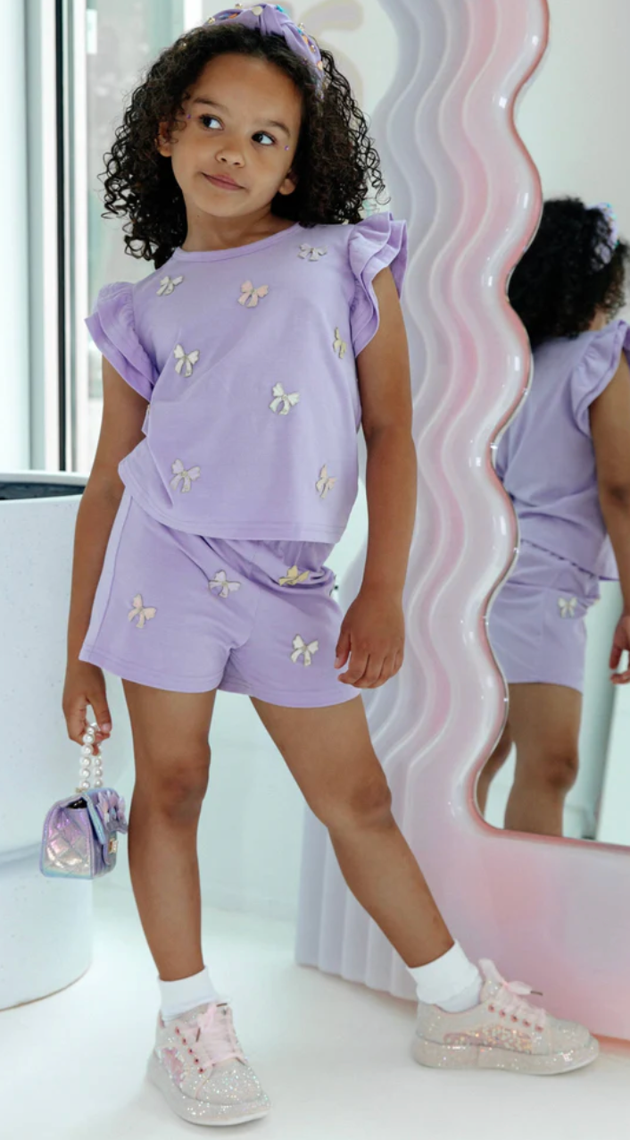 Lola and the Boys Lavender Pretty Bows Short Set