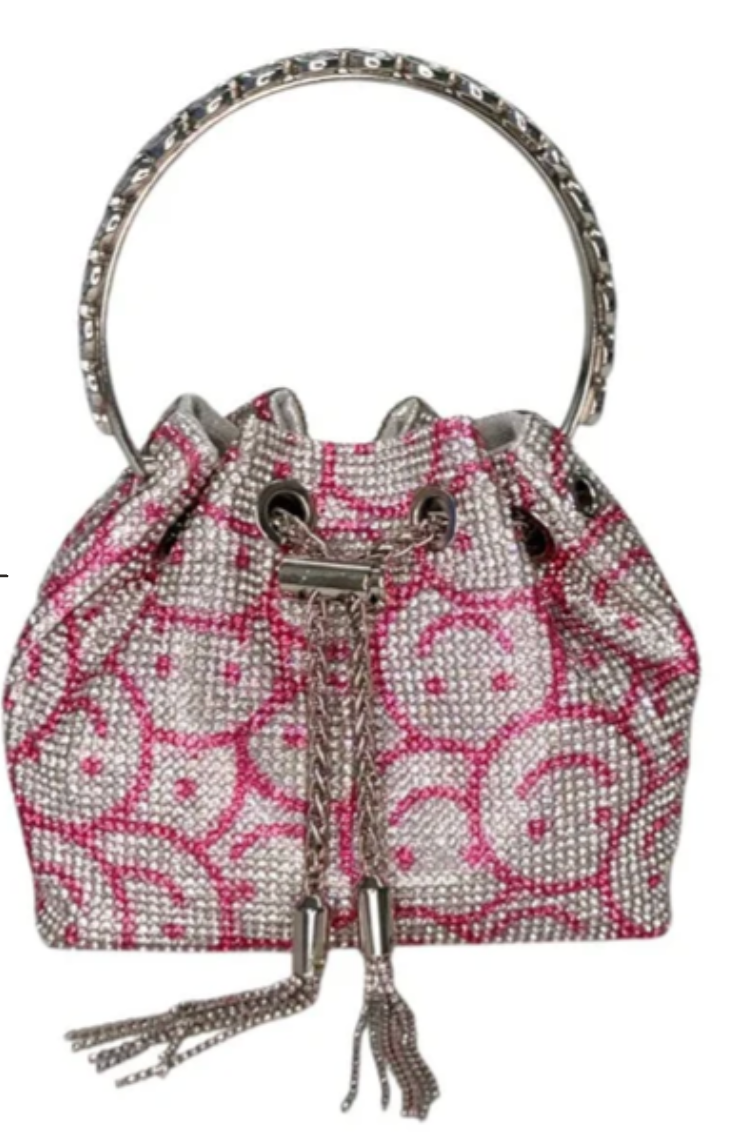 Lola and The Boys Rhinestone Smiley Bucket Bag