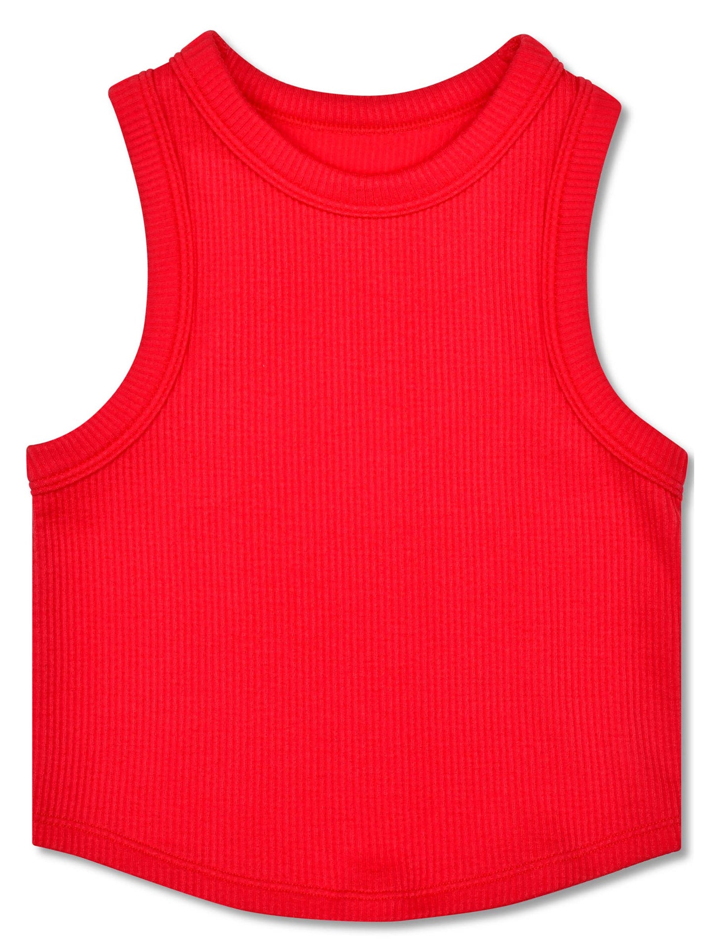 Cherry Red Cropped Ribbed Racerback Tank Top (S/M (7-10))