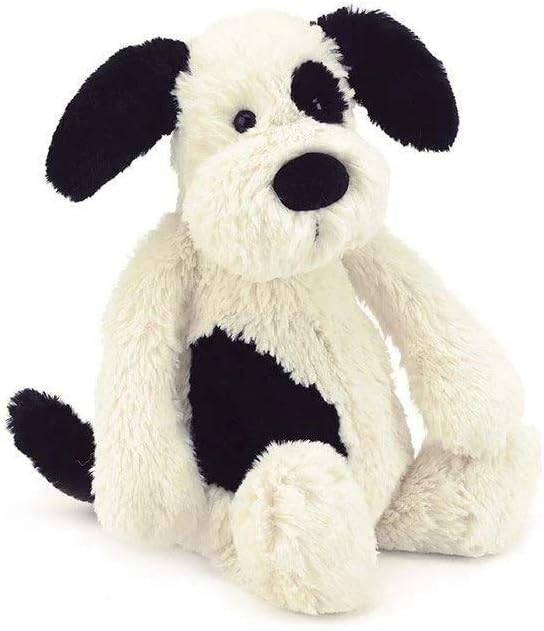Jellycat Bashful Black and Cream Puppy Stuffed Animal