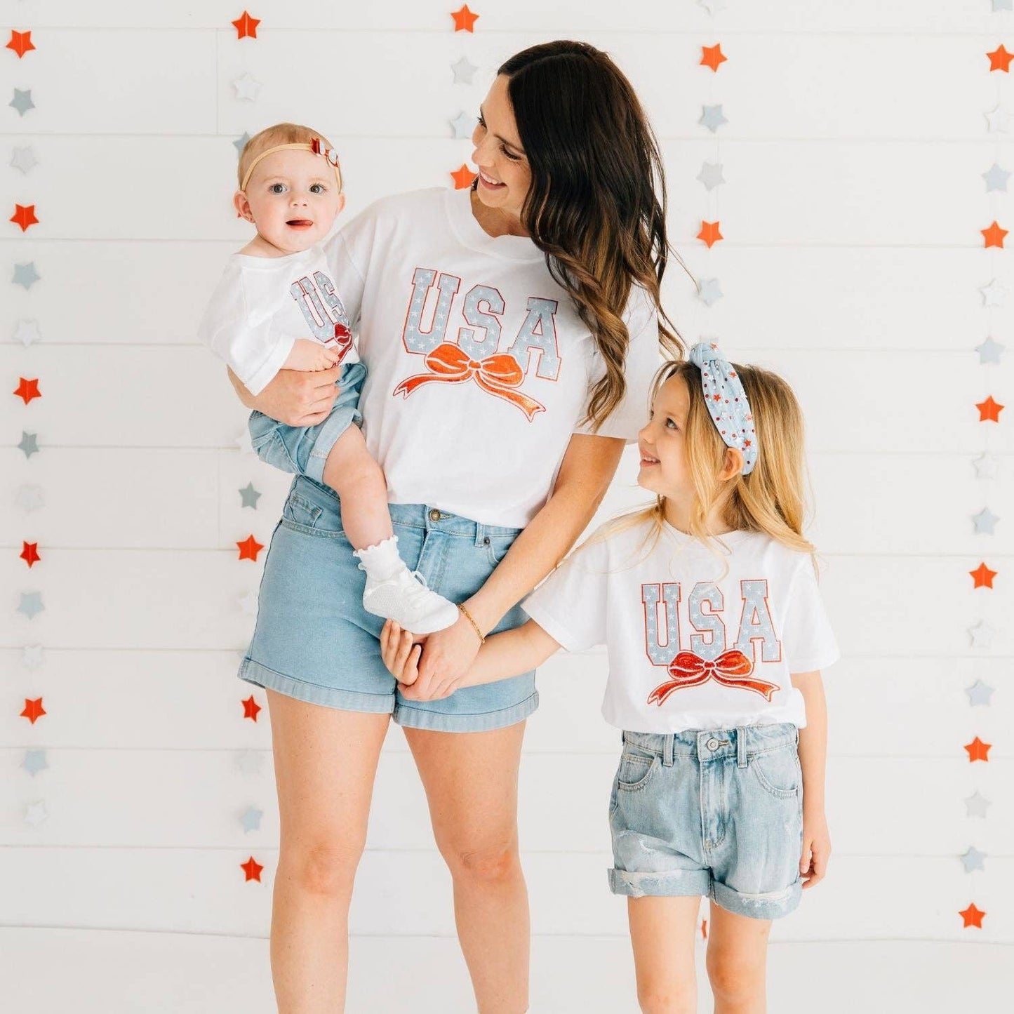 USA Stars & Bow Patch Short Sleeve T-Shirt - Fourth of July