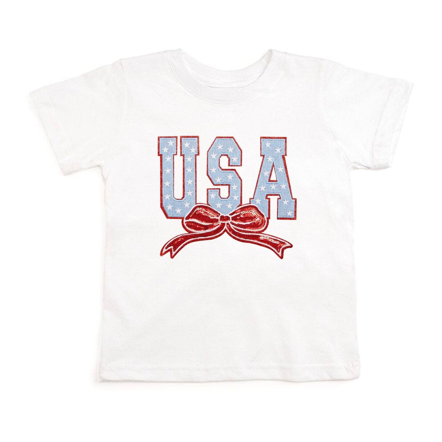 USA Stars & Bow Patch Short Sleeve T-Shirt - Fourth of July