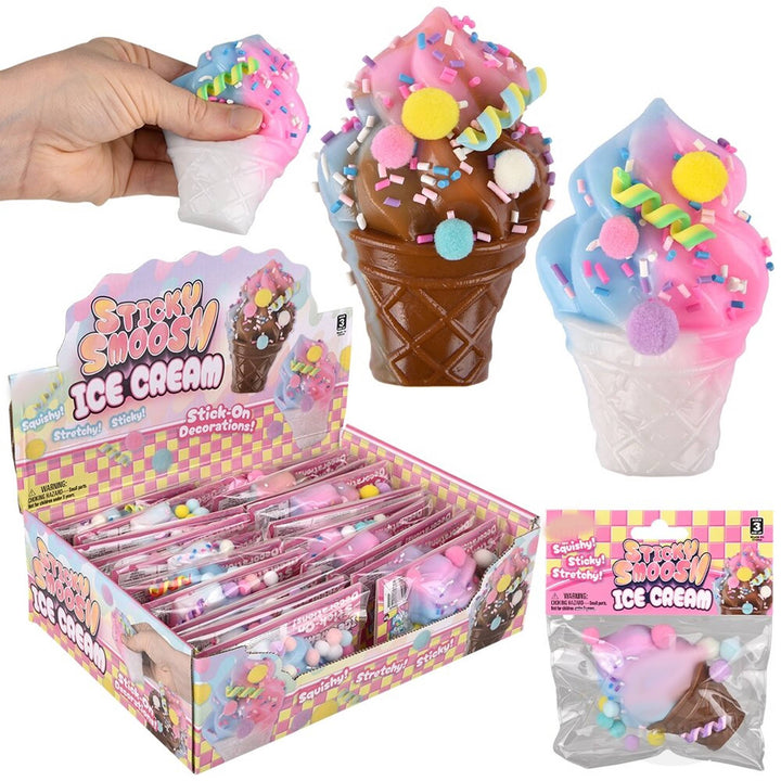 Fidget Squishy Ice Cream Cone Kids Toy - Assorted