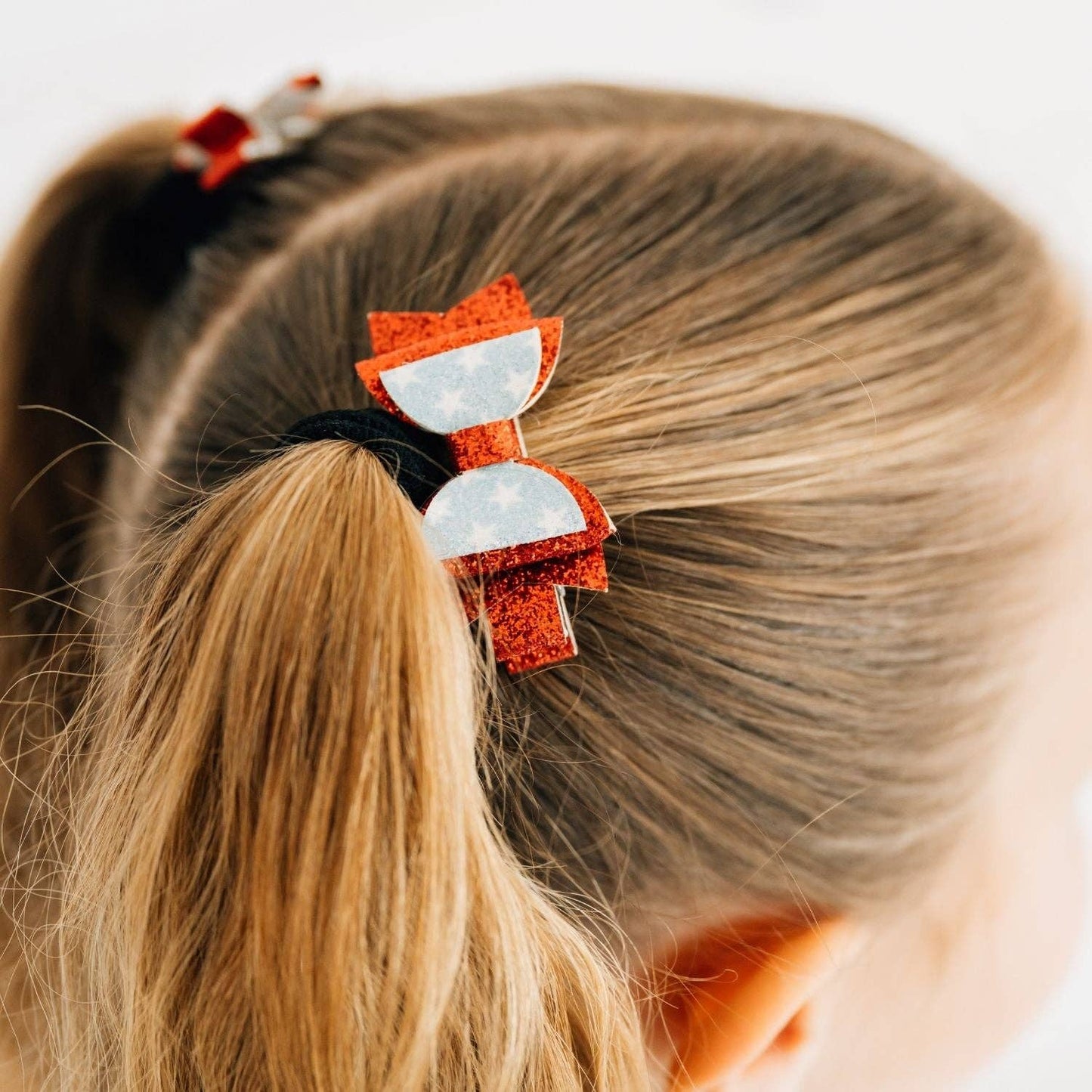 Glitter Flag Bow Clip Set - Fourth of July - Kids Hair Bows