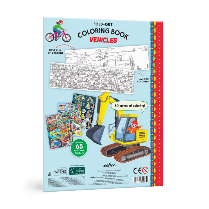 Vehicles Fold-Out Coloring Book