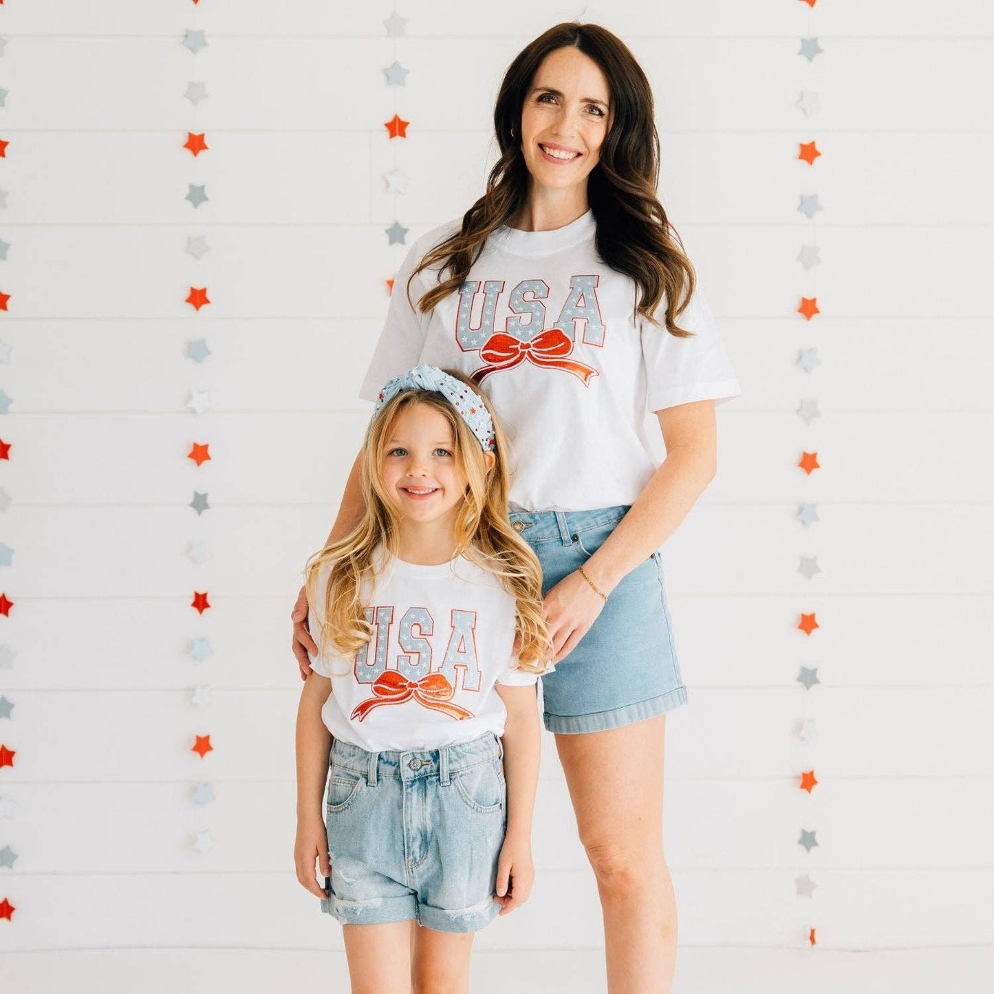 USA Stars & Bow Patch Short Sleeve T-Shirt - Fourth of July