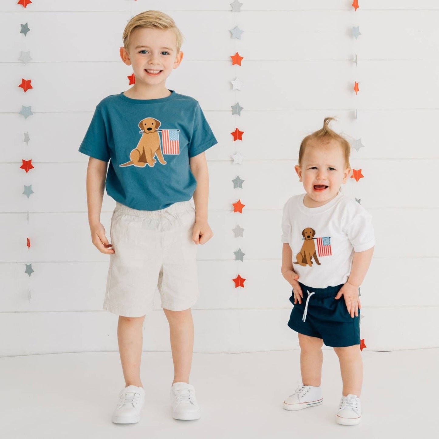 Patriotic Pup Patch Short Sleeve T-Shirt - Fourth of July