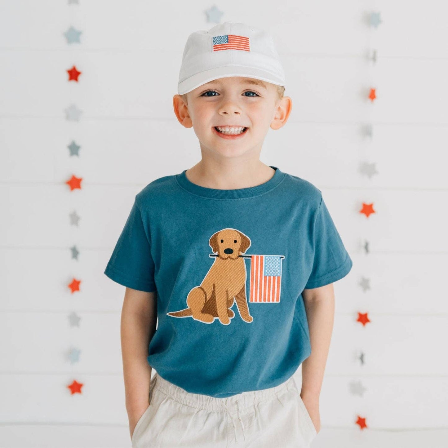 Patriotic Pup Patch Short Sleeve T-Shirt - Fourth of July