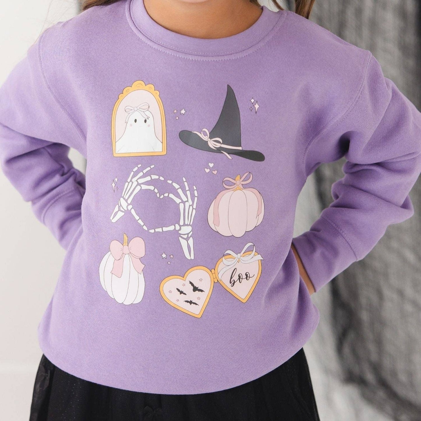 Spooky Girlie Halloween Sweatshirt - Kids Clothing