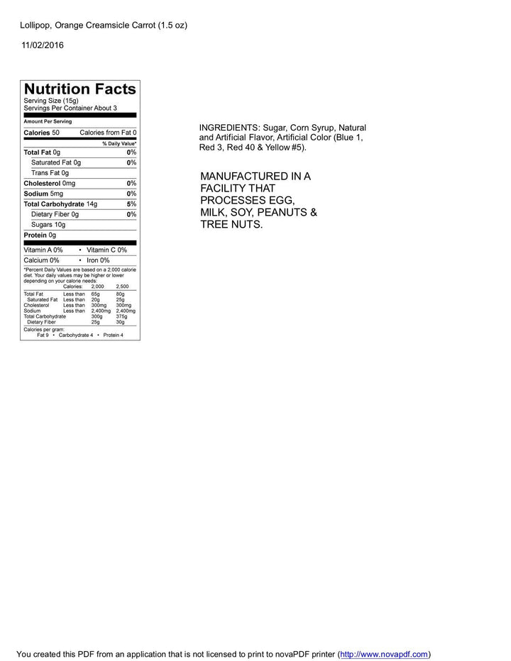 Carrot Lollipops - Orange Creamsicle