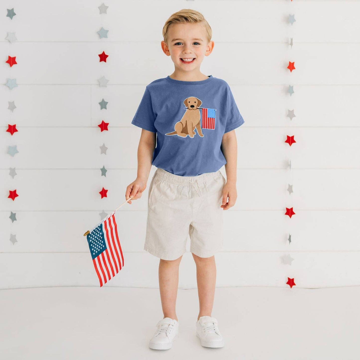 Patriotic Pup Patch Short Sleeve T-Shirt - Fourth of July