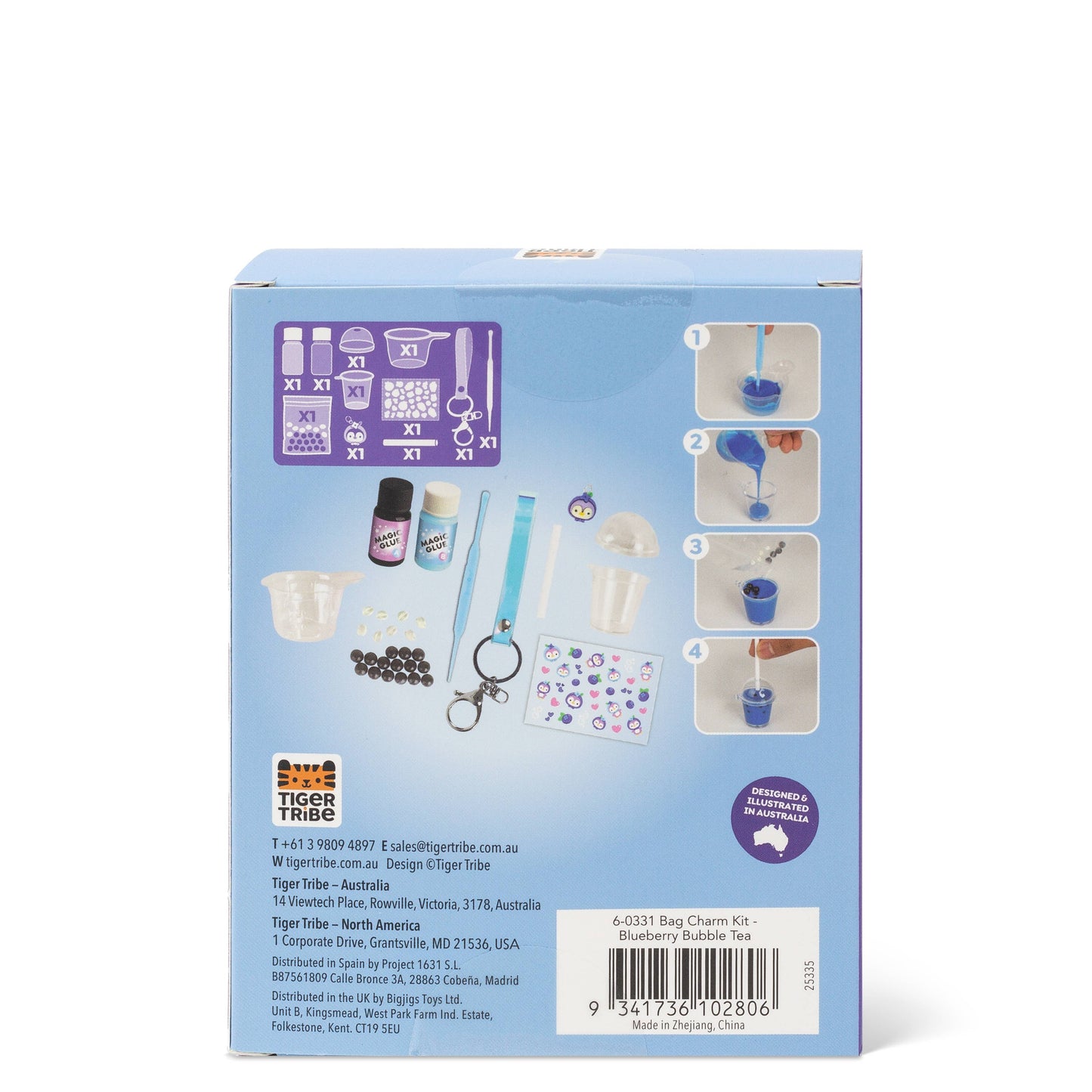 Bag Charm Kit - Blueberry Bubble Tea