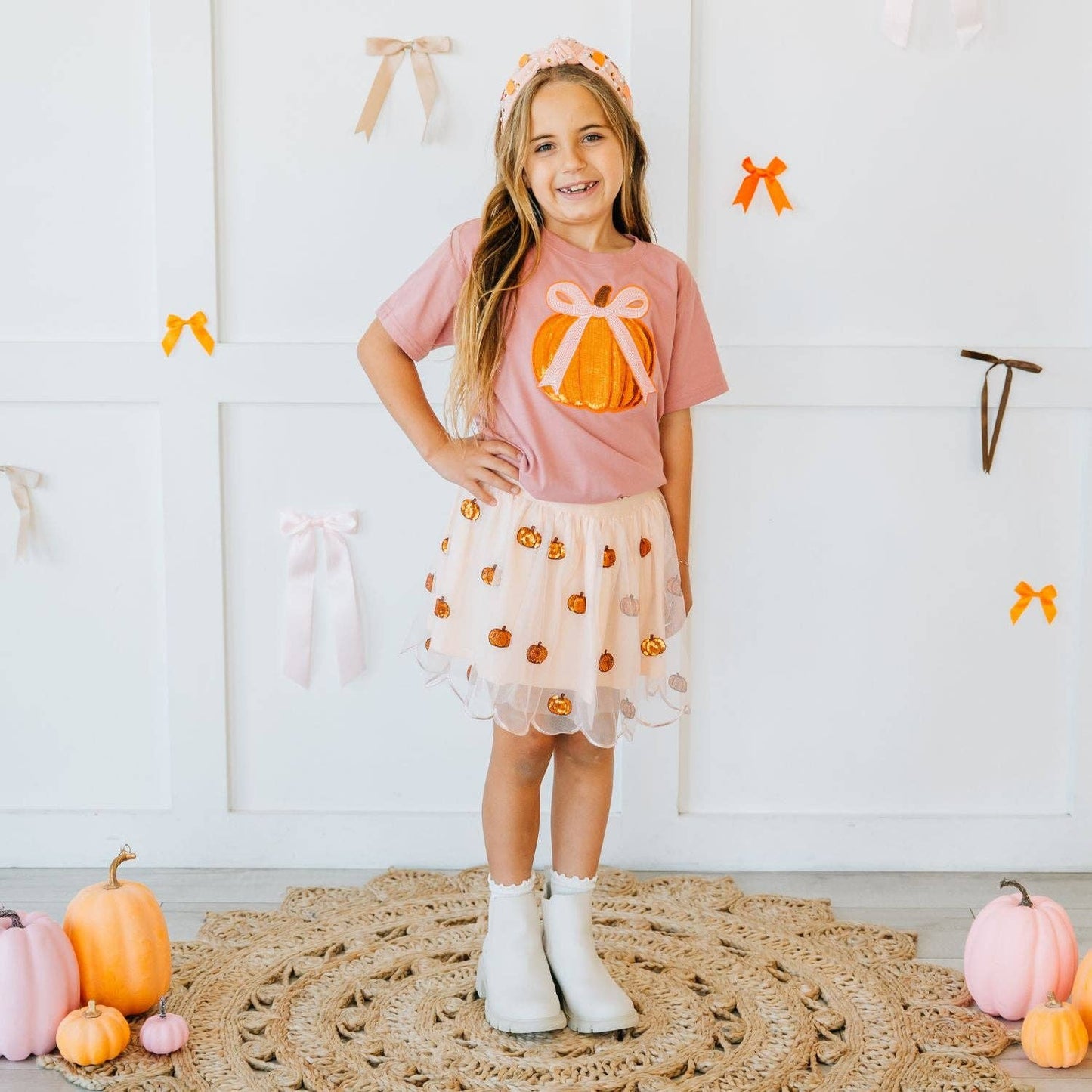 Pumpkin Pearl Gemstone Headband - Kids Hair Accessories