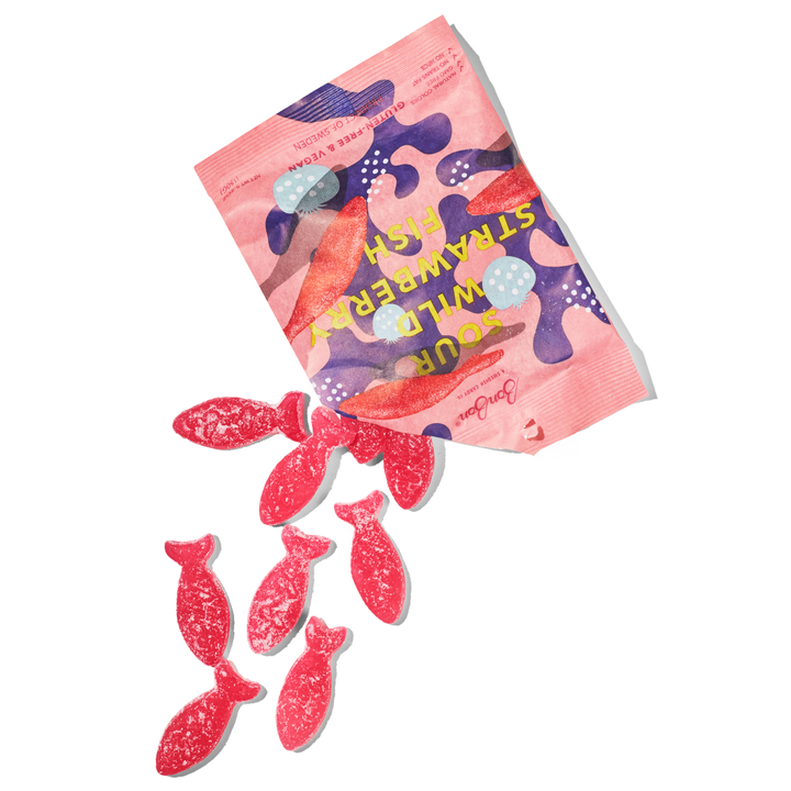 Sour Wild Strawberry Fish - Swedish Candy 5.2oz (150g)