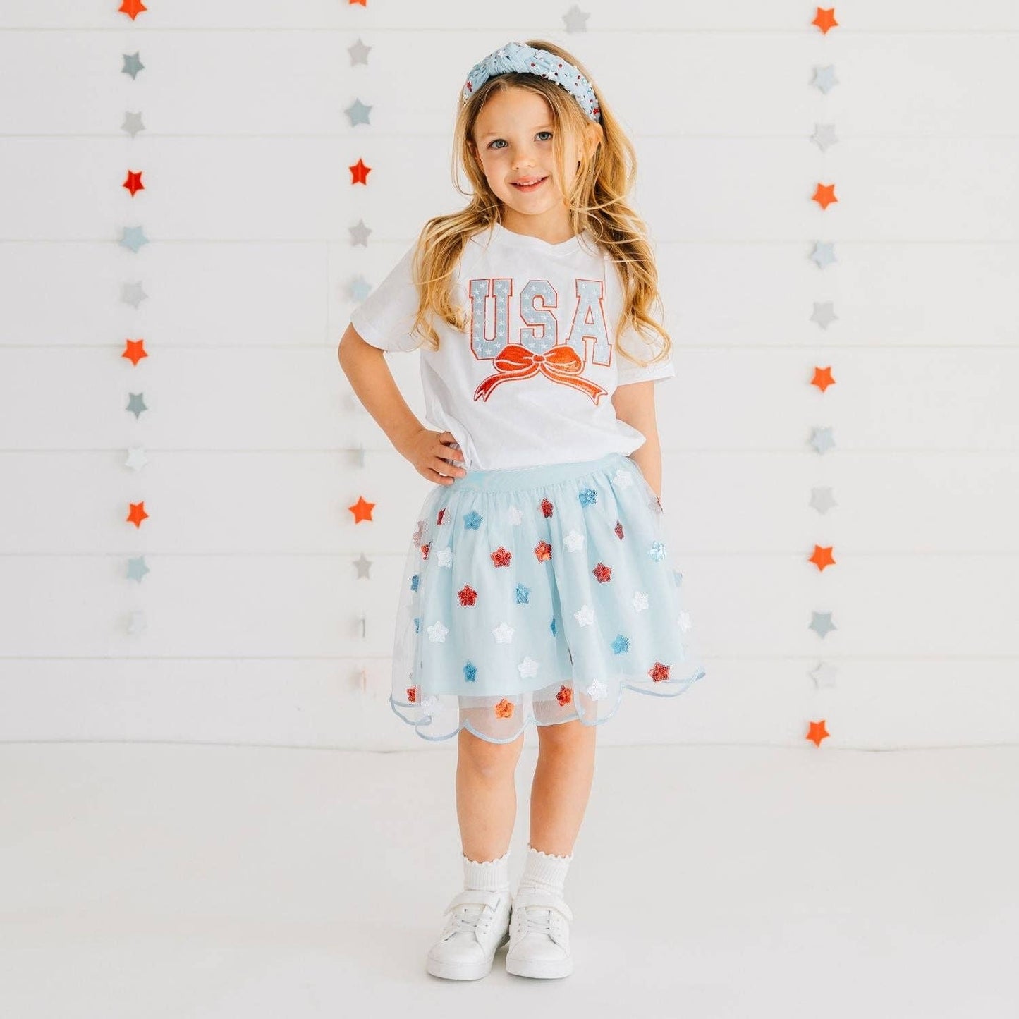 USA Stars & Bow Patch Short Sleeve T-Shirt - Fourth of July