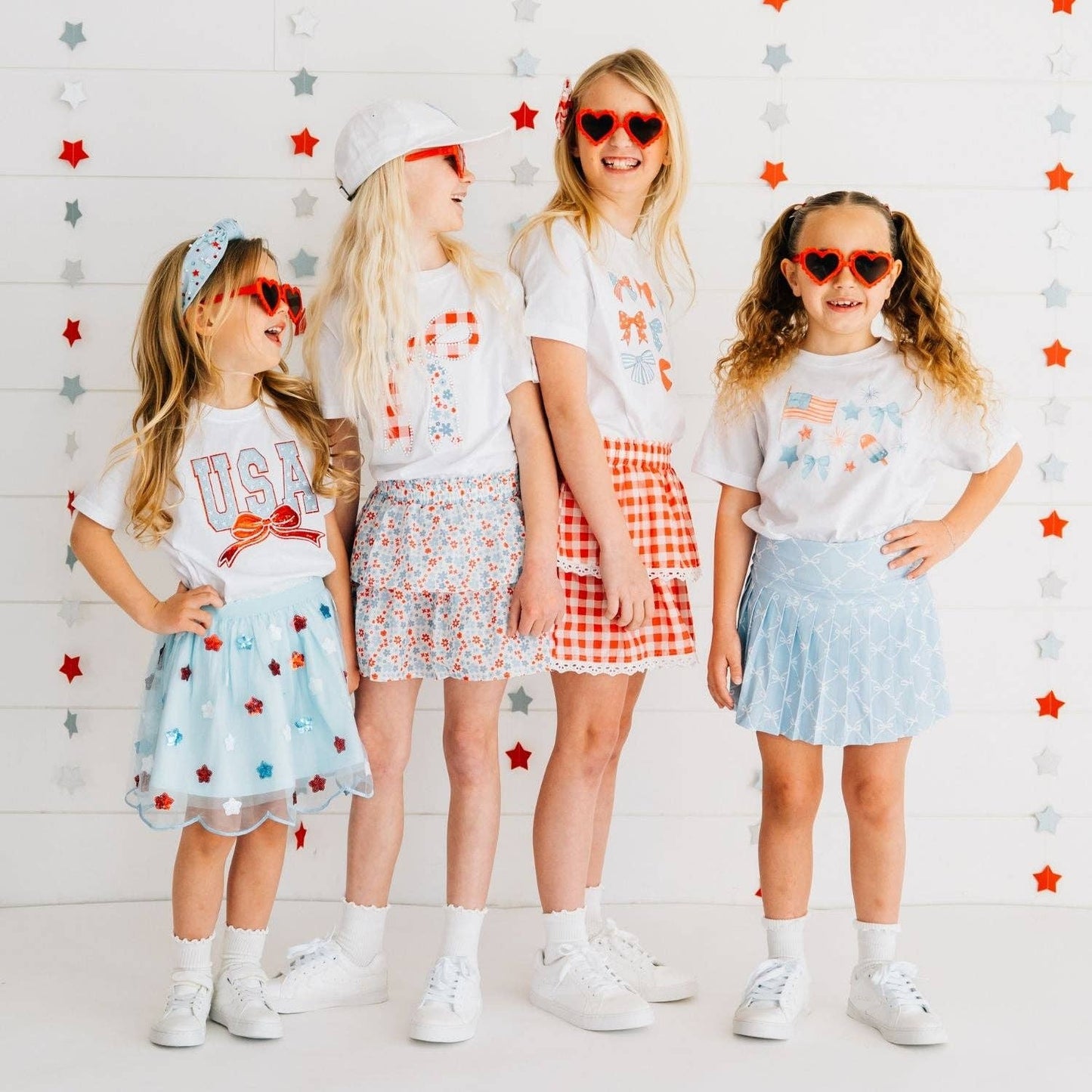 USA Stars & Bow Patch Short Sleeve T-Shirt - Fourth of July