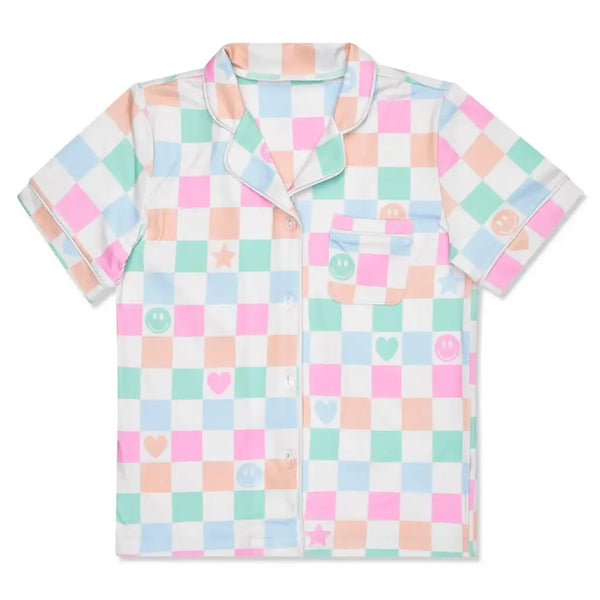 Smiley Check Shorts Lounge Set
