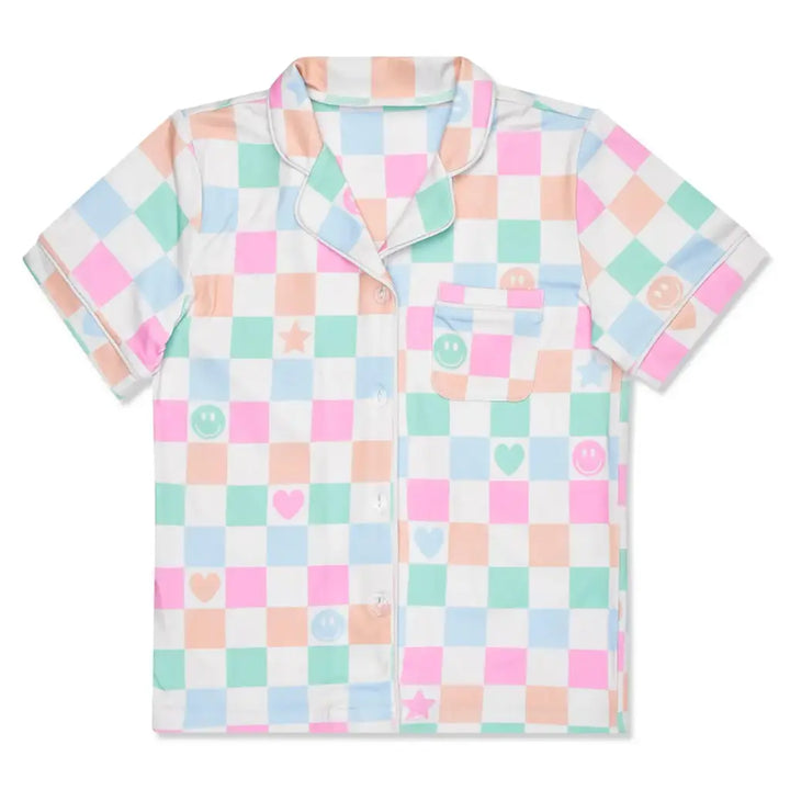 Smiley Check Shorts Lounge Set
