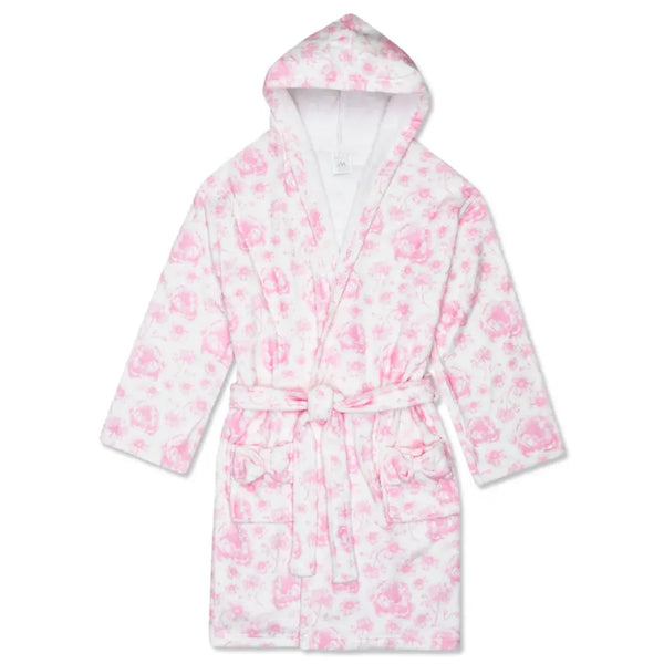 Pretty Pink Toile Hooded Plush Robe