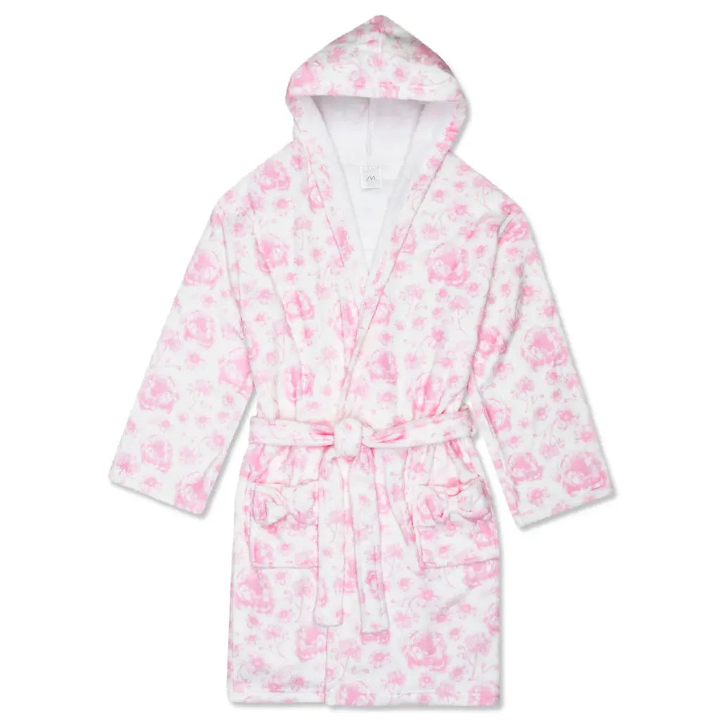 Pretty Pink Toile Hooded Plush Robe