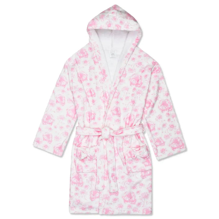 Pretty Pink Toile Hooded Plush Robe
