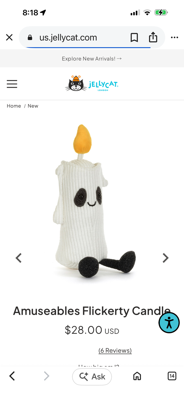 Jellycat Amuseables Flickerty Candle