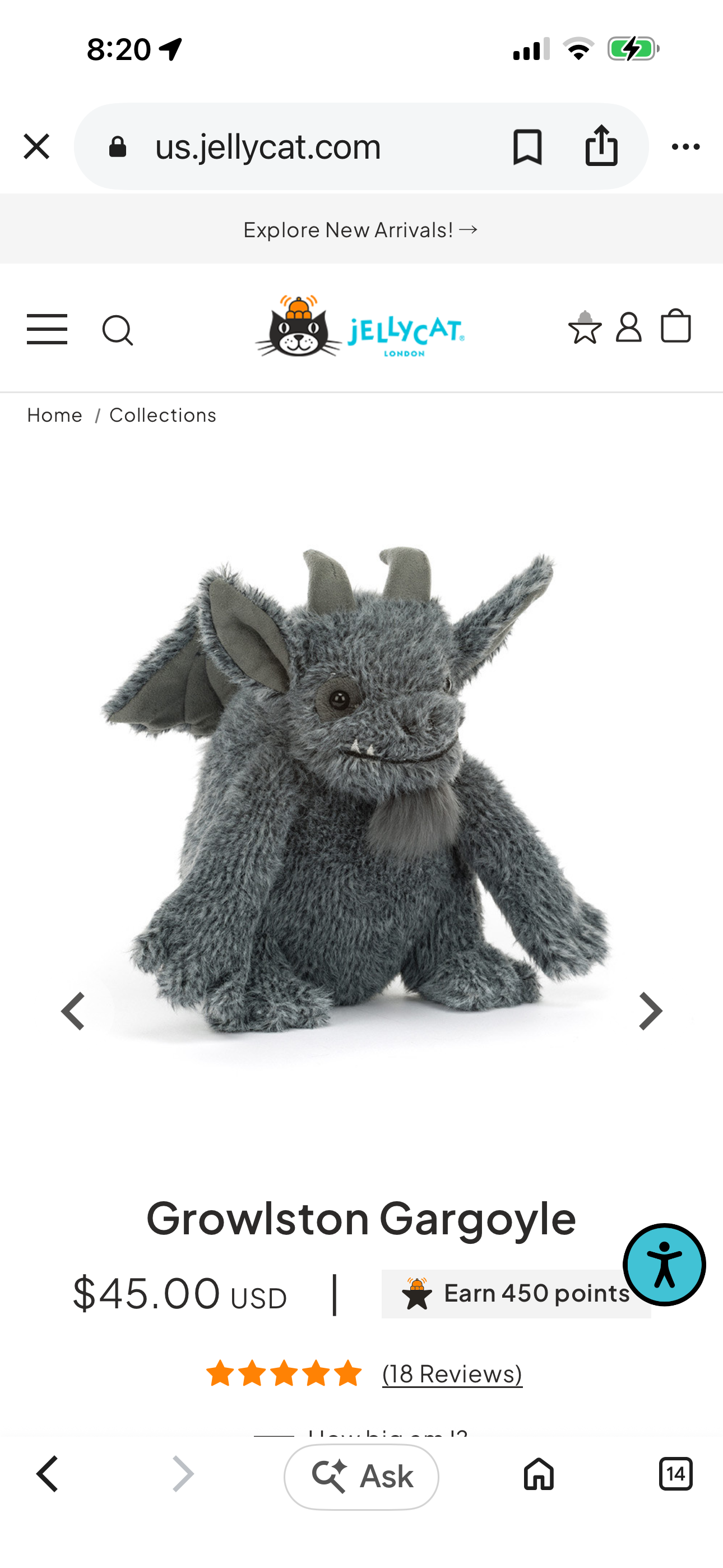 Jellycat Growlston Gargoyle