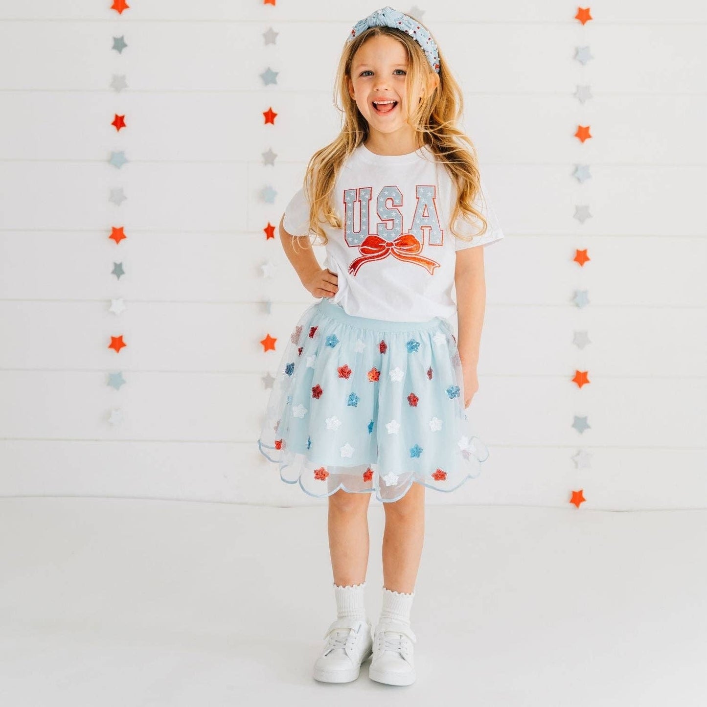 USA Stars & Bow Patch Short Sleeve T-Shirt - Fourth of July