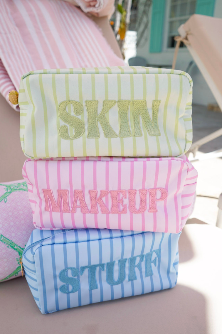 Striped Travel- Ready Cosmetic Bags
