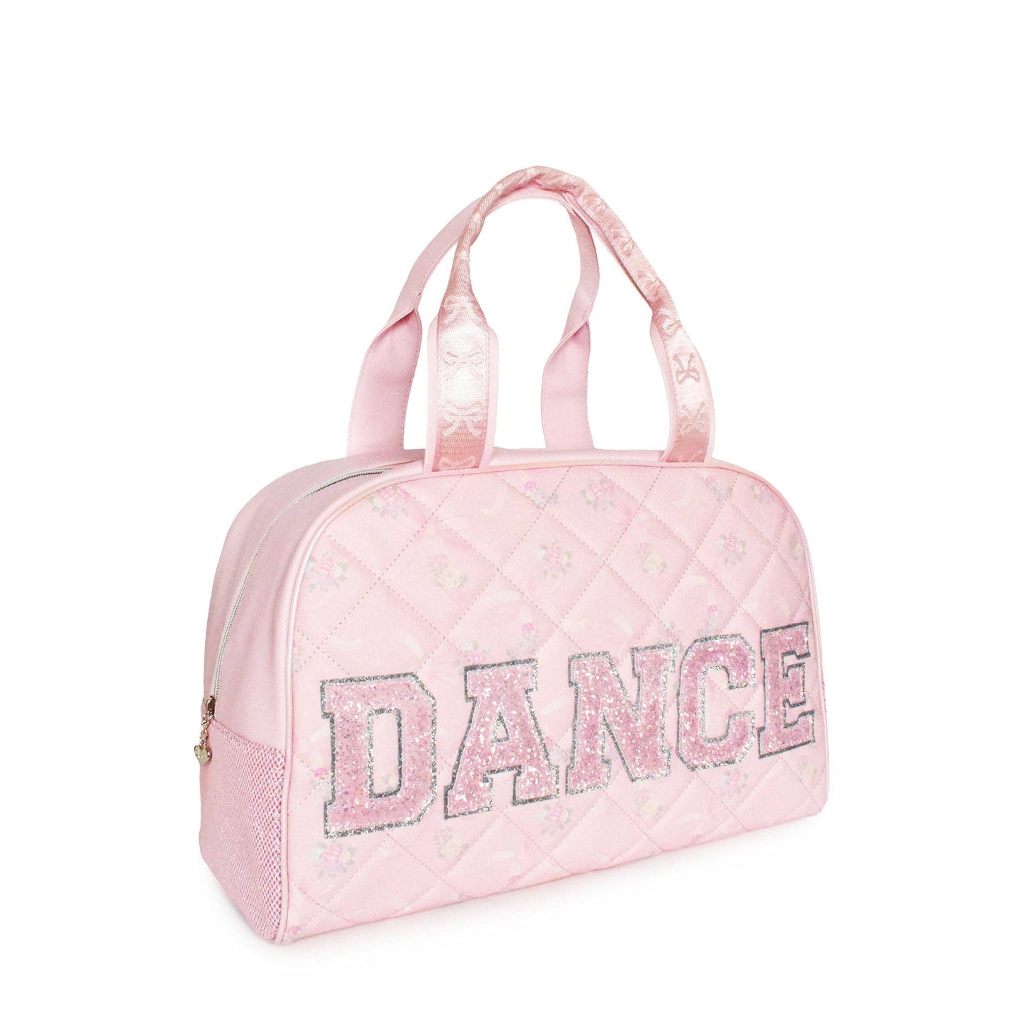 'DANCE' Quilted Floral Bow Print Medium Duffle Bag