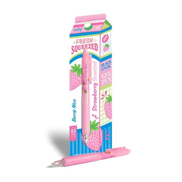 Fresh Squeezed Black Ink Scented Gel Pen - Strawberry