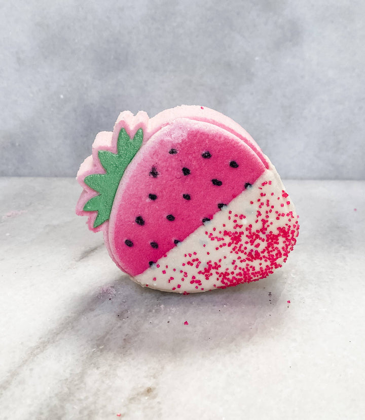 White Chocolate Covered Strawberry Bath Bomb