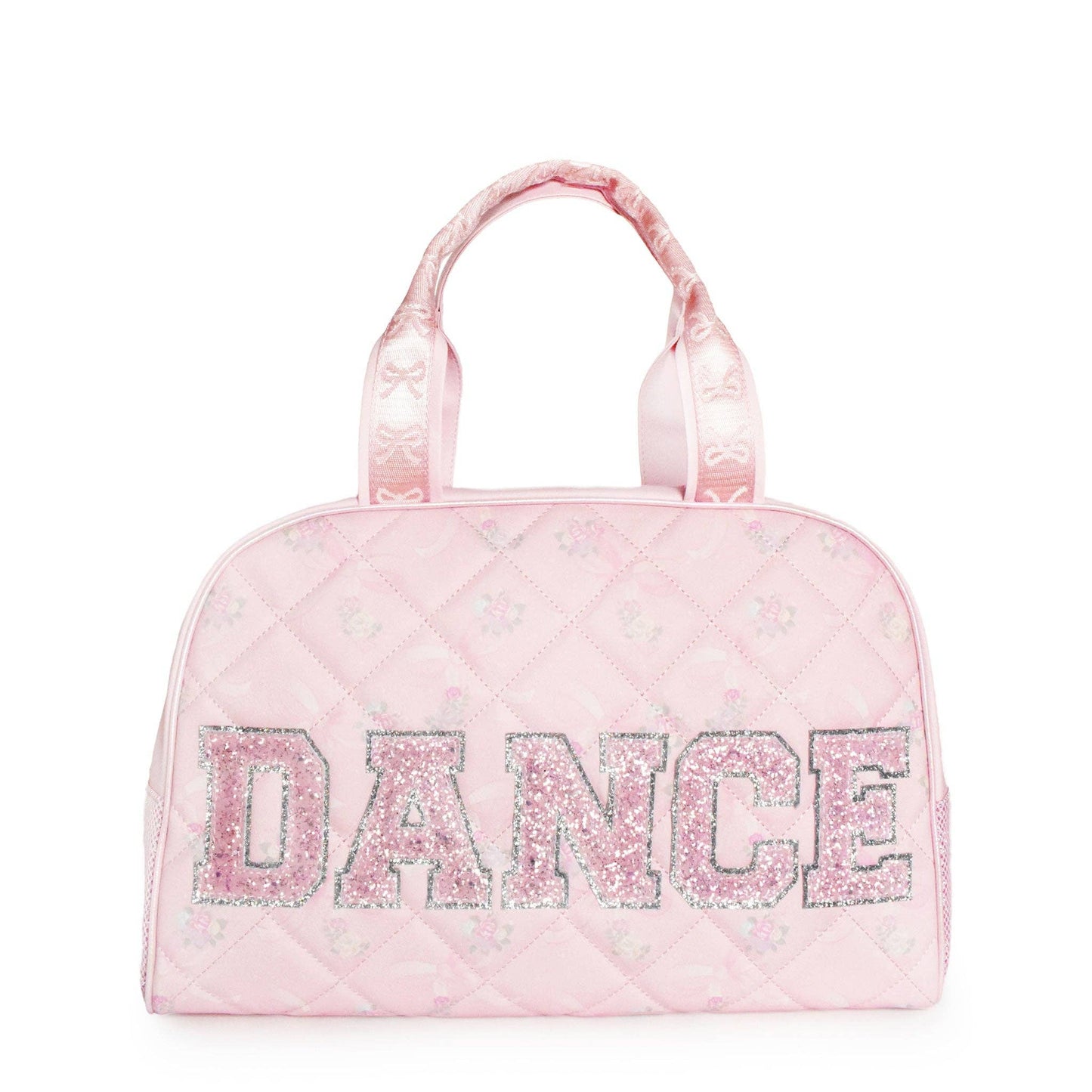 'DANCE' Quilted Floral Bow Print Medium Duffle Bag
