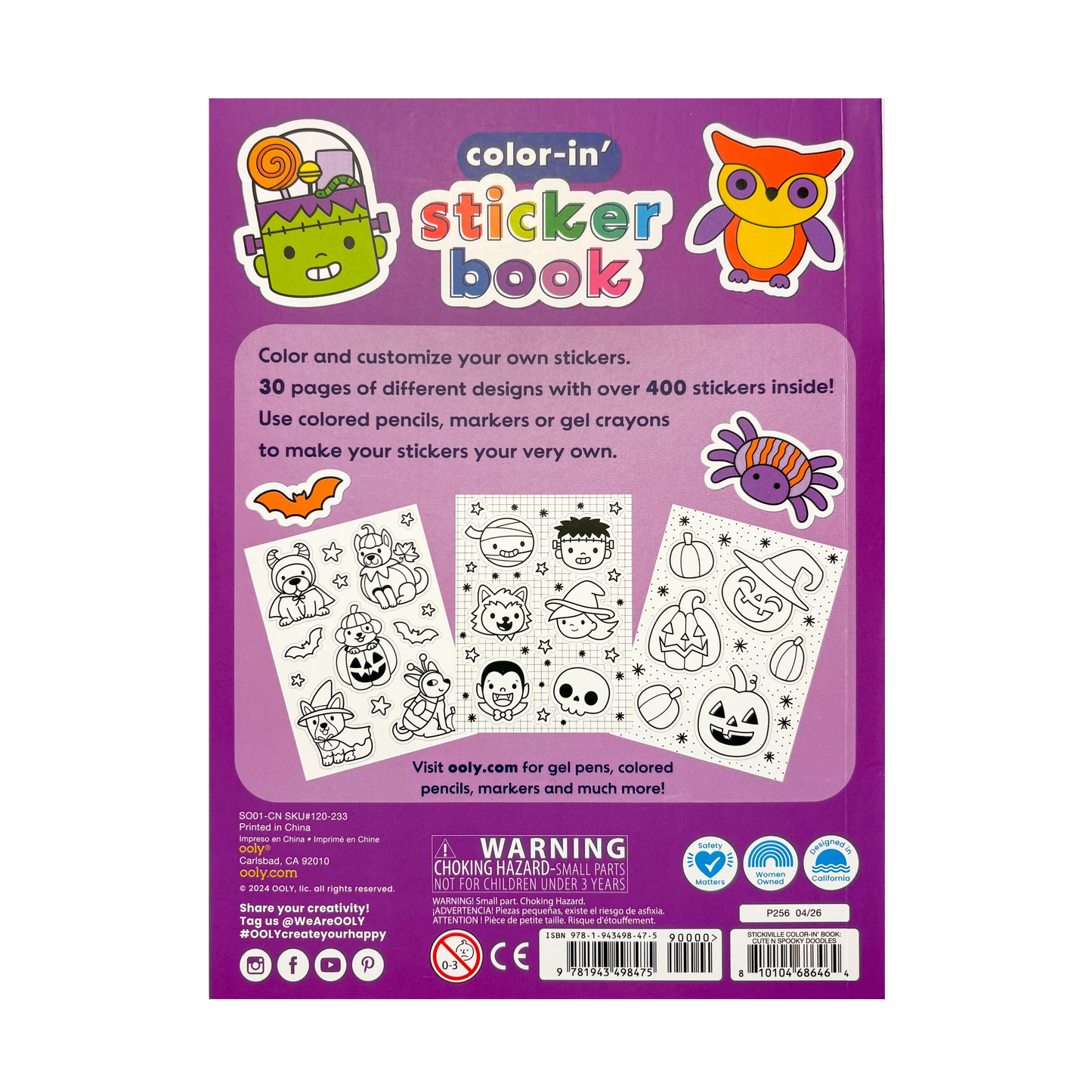 Stickiville Color-in' Sticker Book - Cute n Spooky Doodles - 30 Sheets